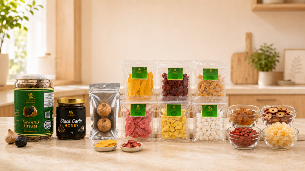 Sunspin Products Malaysia – Black Garlic, Dried Fruits and Dessert Ingredients