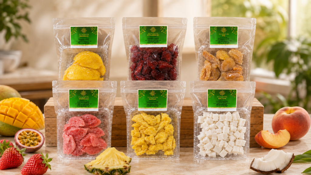 Sunspin Dried Fruits Malaysia collection with six flavours