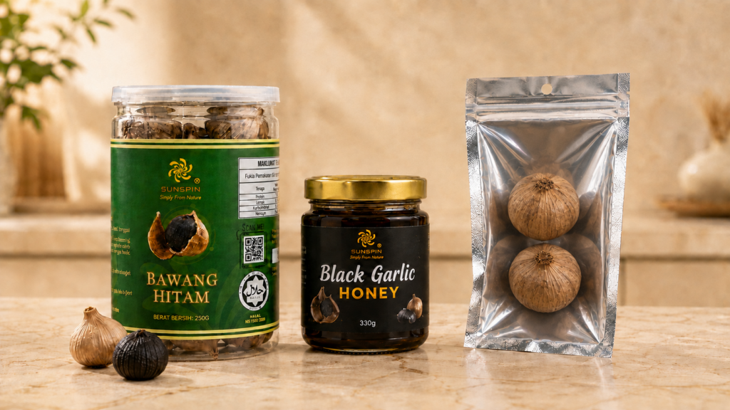 Black Garlic Shop Malaysia – Sunspin Solo Black Garlic, Black Garlic Honey and Travel Pack