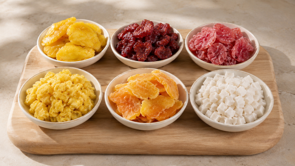 Six-flavour dried fruit sharing platter