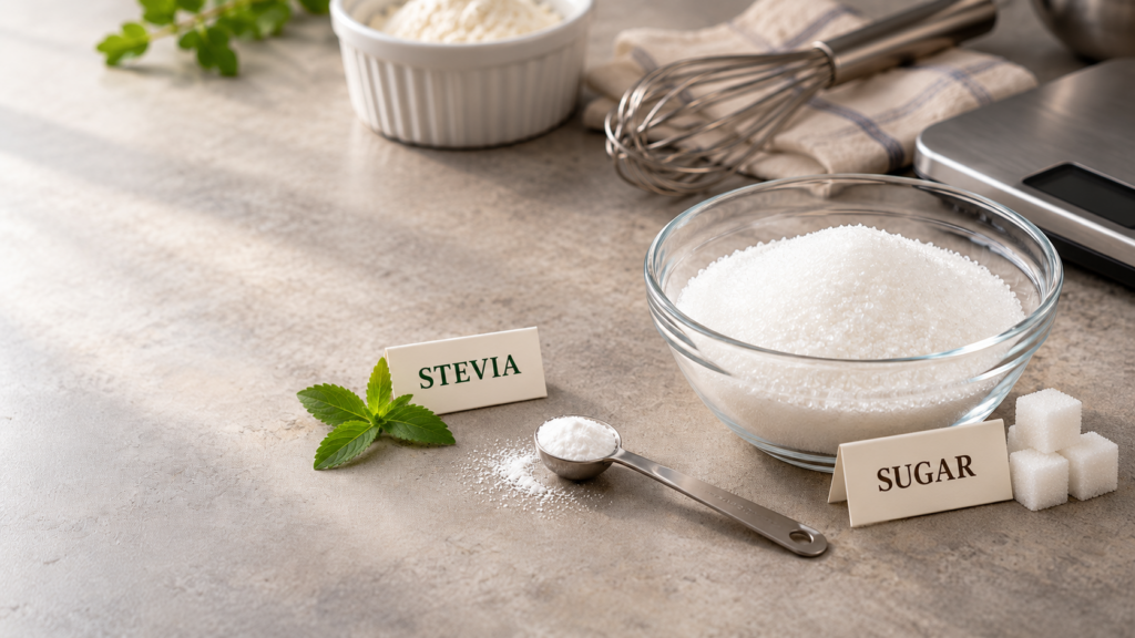 Stevia Powder vs Sugar measurement comparison